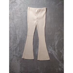 Urban Outfitters Ribbed Knit Ivory White Pants Yoga Leggings Flare Size Large